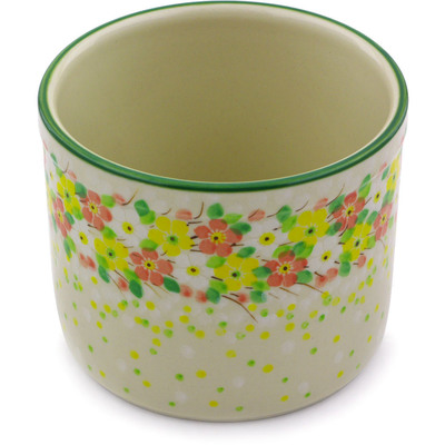 Polish Pottery Utensil Jar 5&quot; Blossom Sprinkle UNIKAT