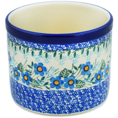 Polish Pottery Utensil Jar 5&quot; Blue Joy