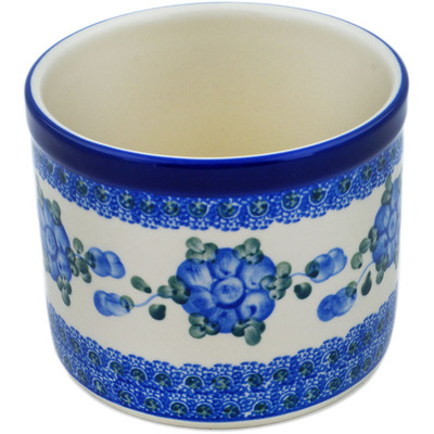 Polish Pottery Utensil Jar 5&quot; Blue Poppies