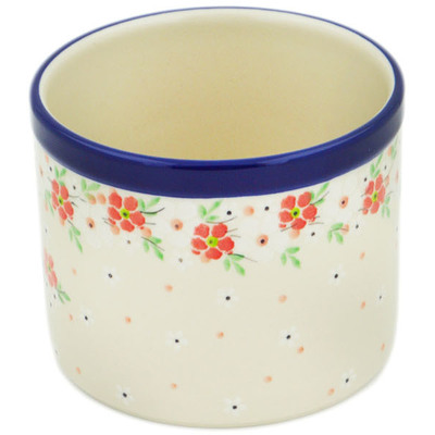 Polish Pottery Utensil Jar 5&quot; Blushing Blooms