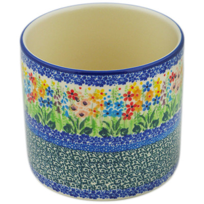 Polish Pottery Utensil Jar 5&quot; Colors Of The Wind UNIKAT