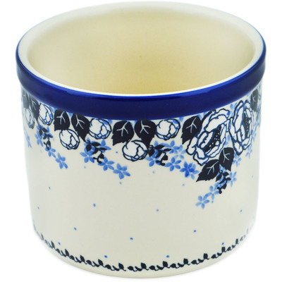 Polish Pottery Utensil Jar 5&quot; Flowers At Dusk