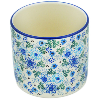 Polish Pottery Utensil Jar 5&quot; Soft Starry Flowers UNIKAT