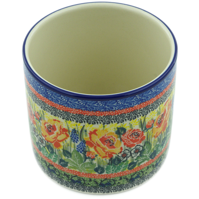 Polish Pottery Utensil Jar 5&quot; Splendid Morning Glow UNIKAT