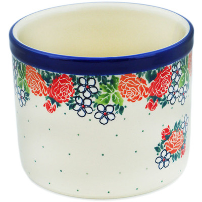 Polish Pottery Utensil Jar 5&quot; Spring&#039;s Arrival