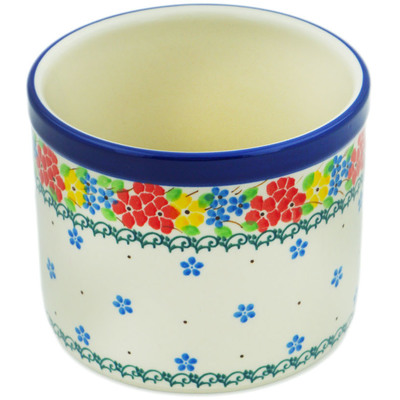 Polish Pottery Utensil Jar 5&quot; Sunny Spring