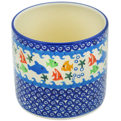 Polish Pottery Utensil Jar 5&quot; Under The Sea