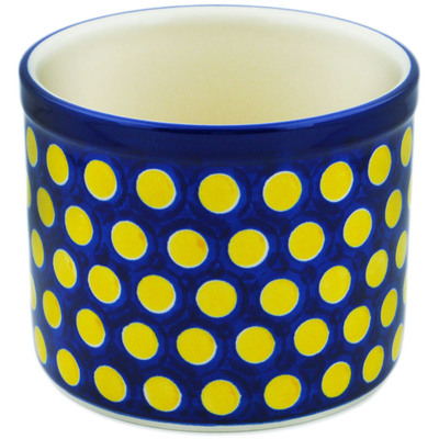 Polish Pottery Utensil Jar 5&quot; Yellow Dots
