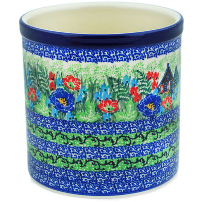 Polish Pottery Utensil Jar 6&quot; Autumn Chalet UNIKAT