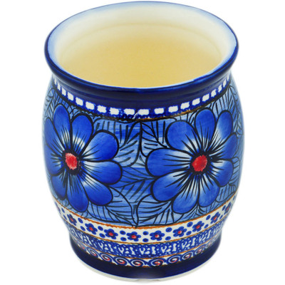 Polish Pottery Utensil Jar 6&quot; Blue Heaven UNIKAT