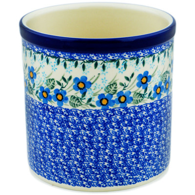 Polish Pottery Utensil Jar 6&quot; Blue Joy