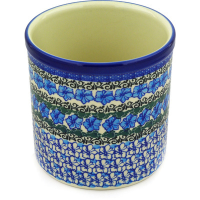 Polish Pottery Utensil Jar 6&quot; Blue Lagoon
