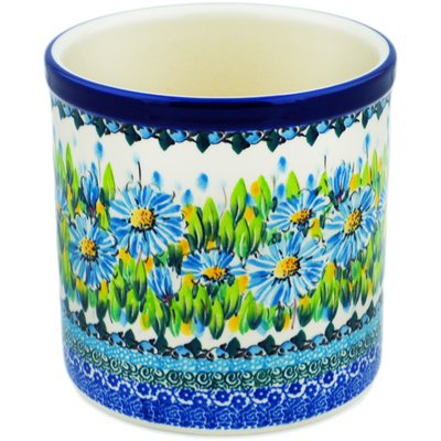 Polish Pottery Utensil Jar 6&quot; Bouquet Azul UNIKAT