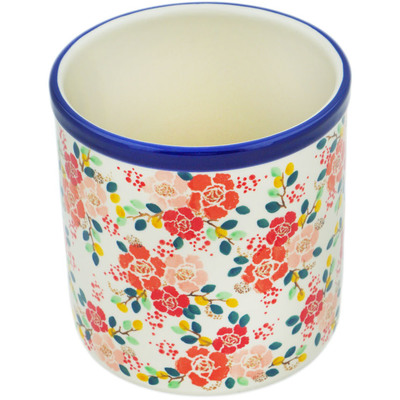 Polish Pottery Utensil Jar 6&quot; Bunches Of Perfection UNIKAT
