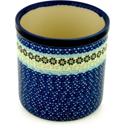 Polish Pottery Utensil Jar 6&quot; Daisies By The Sea