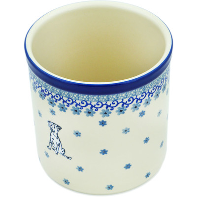 Polish Pottery Utensil Jar 6&quot; Dalmatian Delight