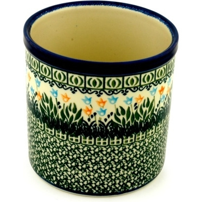 Polish Pottery Utensil Jar 6&quot; Dancing Tulips