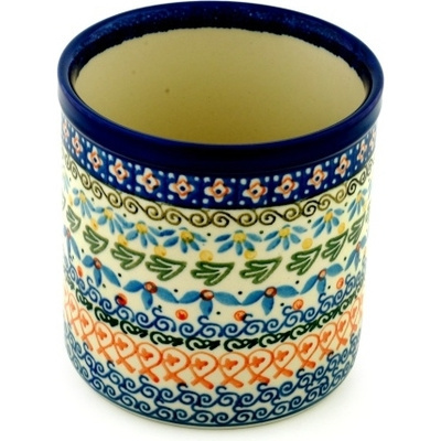 Polish Pottery Utensil Jar 6&quot; Floral Medley