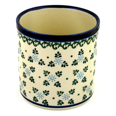 Polish Pottery Utensil Jar 6&quot; Floral Snowflake