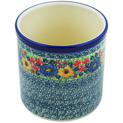 Polish Pottery Utensil Jar 6&quot; Glorious Beauty UNIKAT