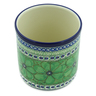 Polish Pottery Utensil Jar 6&quot; Green Pansies UNIKAT