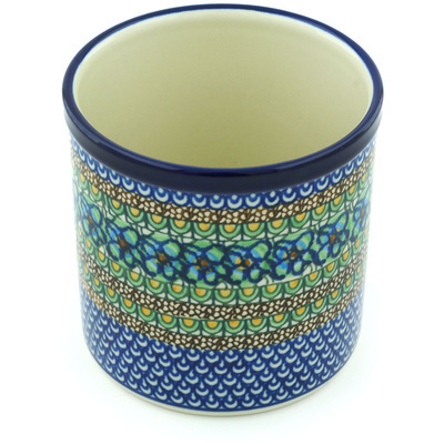 Polish Pottery Utensil Jar 6&quot; Mardi Gra UNIKAT