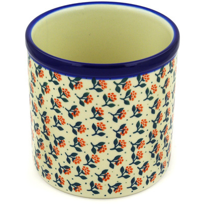 Polish Pottery Utensil Jar 6&quot; Orange Blossoms