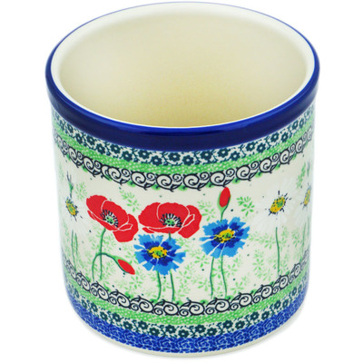 Polish Pottery Utensil Jar 6&quot; Polish Wildflowers UNIKAT