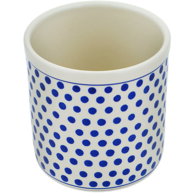 Polish Pottery Utensil Jar 6&quot; Polka Dot Delight