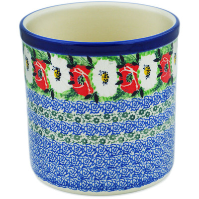 Polish Pottery Utensil Jar 6&quot; Poppy Beauty UNIKAT