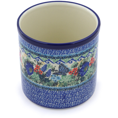 Polish Pottery Utensil Jar 6&quot; Royal Blue Monarch UNIKAT