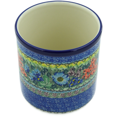 Polish Pottery Utensil Jar 6&quot; Splendid Meadow UNIKAT