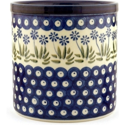 Polish Pottery Utensil Jar 6&quot; Springing Calendulas