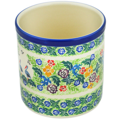 Polish Pottery Utensil Jar 6&quot; Springing Into Life UNIKAT