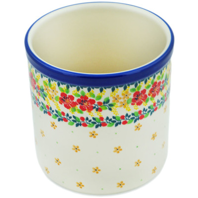 Polish Pottery Utensil Jar 6&quot; Summer Blossoms