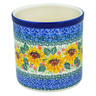 Polish Pottery Utensil Jar 6&quot; Summer Sunflowers UNIKAT