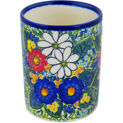 Polish Pottery Utensil Jar 7&quot; Magical Spring UNIKAT