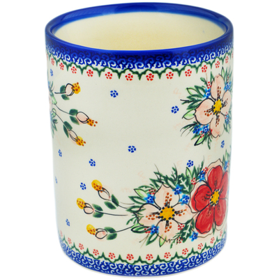 Polish Pottery Utensil Jar 7&quot; Perfect Garden UNIKAT