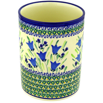 Polish Pottery Utensil Jar 7&quot; Tulip Fields UNIKAT