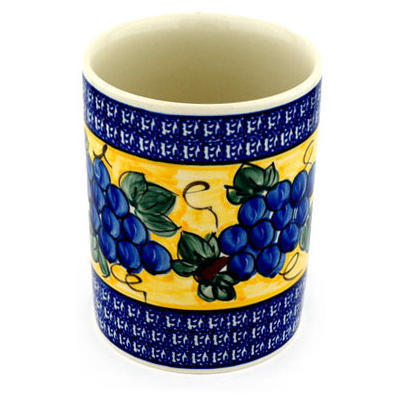 Polish Pottery Utensil Jar 7&quot; Tuscan Grapes