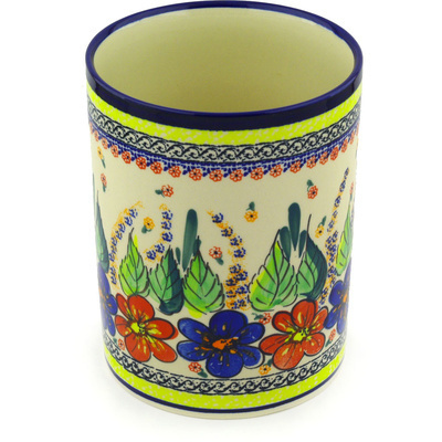 Polish Pottery Utensil Jar 7&quot; UNIKAT