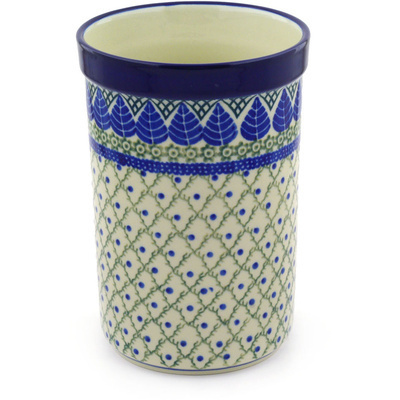 Polish Pottery Utensil Jar 8&quot; Blue Alpine