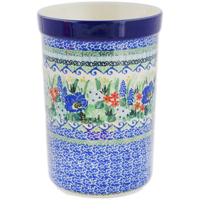 Polish Pottery Utensil Jar 8&quot; Mariposa UNIKAT