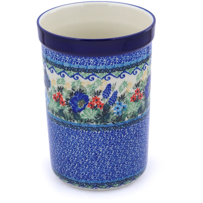 Polish Pottery Utensil Jar 8&quot; Royal Blue Monarch UNIKAT