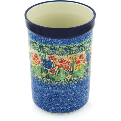 Polish Pottery Utensil Jar 8&quot; Splendid Meadow UNIKAT