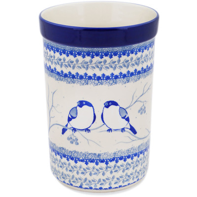Polish Pottery Utensil Jar 8&quot; Waiting Birds UNIKAT