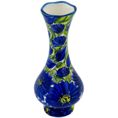 Polish Pottery Vase 0&quot; Deep Blue Blooms