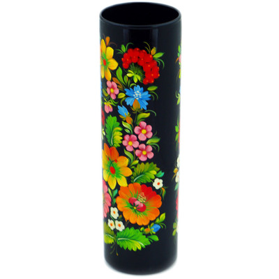 Glass Vase 10&quot; Black Traditional