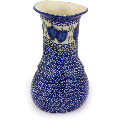 Polish Pottery Vase 10&quot; Blue Bulbs