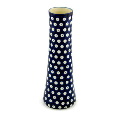 Polish Pottery Vase 10&quot; Blue Eyes